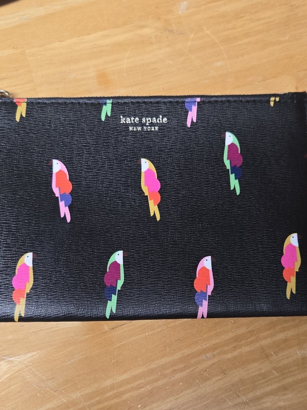 kate spade Black Parrot Print Wristlet Pouch